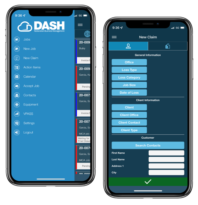 Water remediation mobile app on device