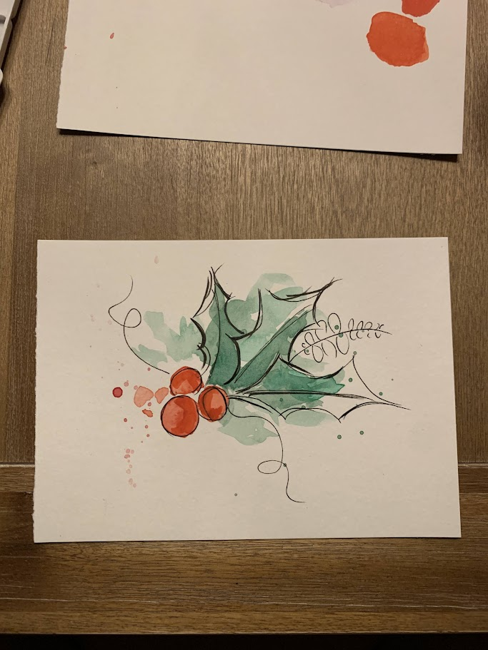 Holly — watercolor and ink